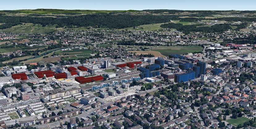 3D representation of a possible urban development of Schlieren (© Picture library D-BAUG, ETH Zurich)